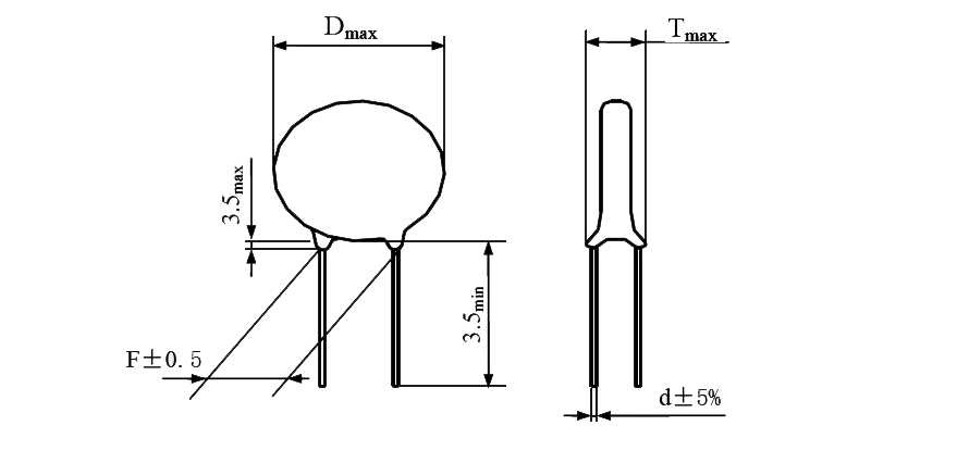 Dimension of High Voltage Ceramic Capacitor