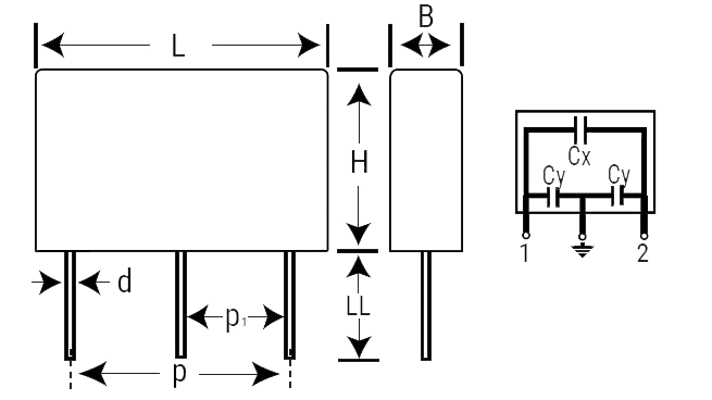 275 VAC Delta Configuration X2 + 2x Y2